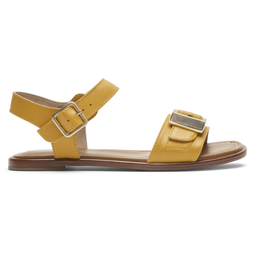 Sandale Rockport Dama Total Motion Zadie Buckle Galbeni - Romania 3417-DPVLQ